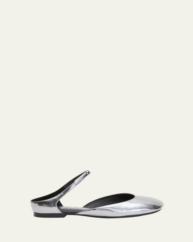 ID Metallic Leather Mary Jane Ballerina Flats
